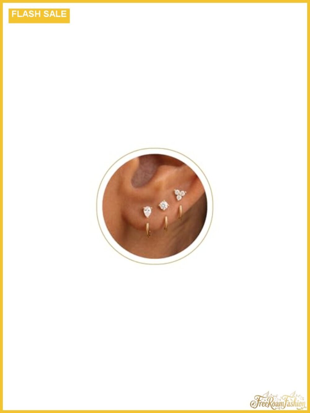 3 Pairs Backless Half Hoop Huggie Earrings 14K Gold Plated Brass